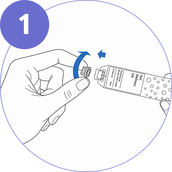 Instruction diagram showing how to open the gel tube