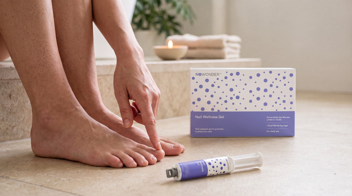 NOWONDER Nail Wellness Gel applied at home, syringe and box