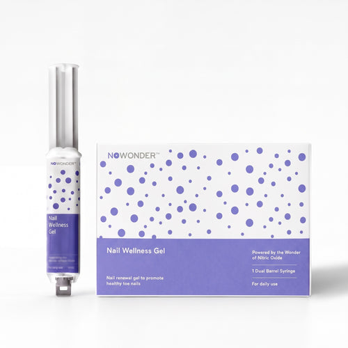 NOWONDER Nail Wellness Gel syringe and box, studio packshot